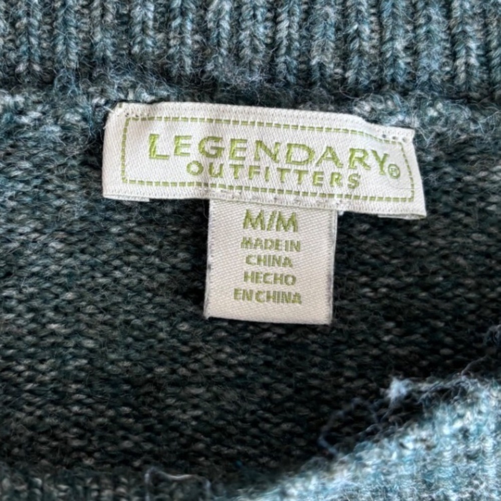 Legendary Outfitters Green Marled Knit Crewneck Sweater Center Seam Medium - Picture 4 of 6